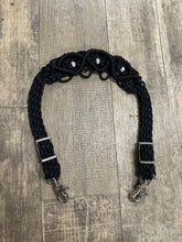 Fancy wither strap in black with rhinestones