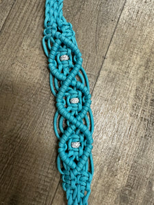 Fancy wither strap in turquoise with rhinestones