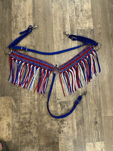 Red white and Blue Wide fringe breast collar