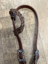 One ear mule tape and leather bridle with conchos and Jeremiah Watt hardware