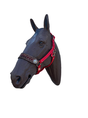 PERSONALIZED red nylon horse halter