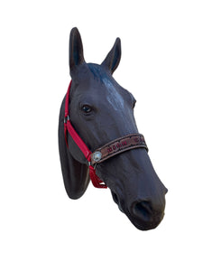 PERSONALIZED red nylon horse halter