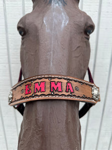 PERSONALIZED burgundy nylon horse halter