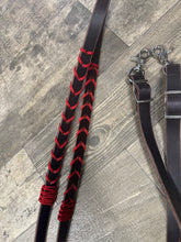 Leather laced barrel reins loop reins brown harness leather