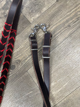 Leather laced barrel reins loop reins brown harness leather