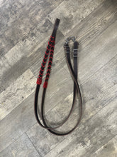 Leather laced barrel reins loop reins brown harness leather