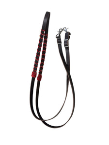 Leather laced barrel reins loop reins brown harness leather