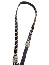 Leather laced barrel reins loop reins brown harness leather