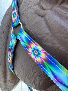 PERSONALIZED   nylon horse halter flower tie dye