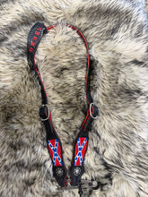 Painted confederate  leather one ear headstall  with conchos  horse size