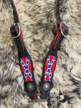 Painted confederate  leather one ear headstall  with conchos  horse size