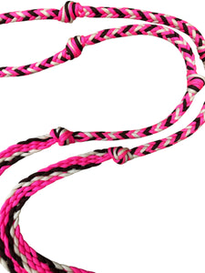 Sale 6’ reins with grip knots hot pink, walnut, and white