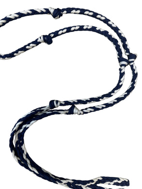 Sale 6’ reins with grip knots navy blue and white