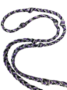 Sale 7’ reins with grip knots lilac, white, black, and grey