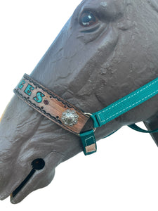 PERSONALIZED   nylon horse halter dark teal