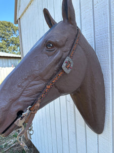 Hand painted and tooled  leather Headstall horse size