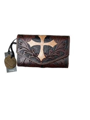 Womens  cross wallet brown leather