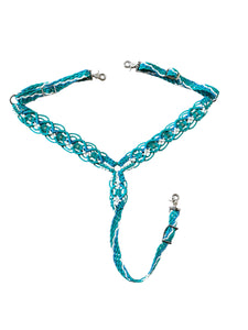 Gemstone fancy macrame  breast collar green turquoise and white(custom colors available)