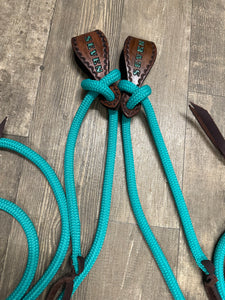 Personalized split reins yacht rope with personalized leather slobber straps...more colors available