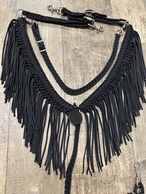 Black Fringe Breast Collar with wither strap