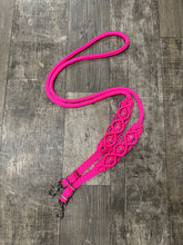 8' Fancy  braided beaded hot pink loop reins with rose quartz.