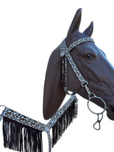 Cow print fringe tack set breast collar nylon horse size