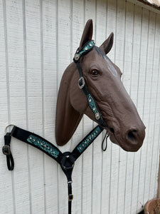 Teal and Black leather tack set