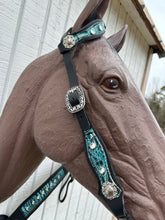 Teal and Black leather tack set