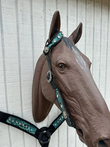 Teal and Black leather tack set