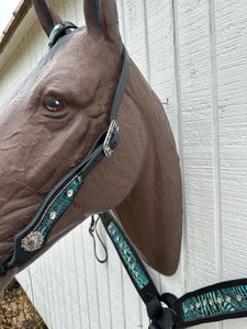 Teal and Black leather tack set