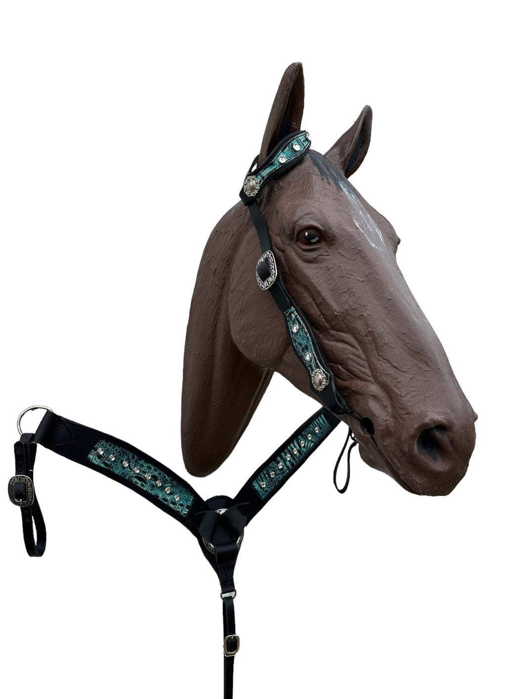 Teal and Black leather tack set