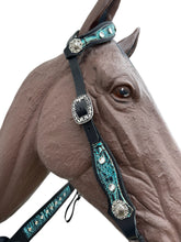 Teal and Black leather tack set