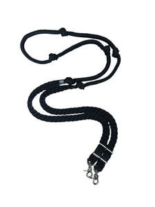 Black  Barrel Reins, Round with grip knots