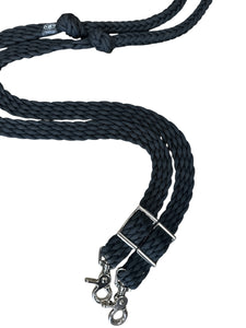 Black  Barrel Reins, Round with grip knots