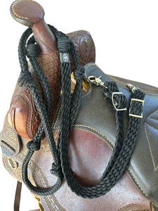 Black  Barrel Reins, Round with grip knots