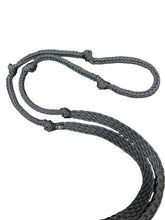 Charcoal grey Barrel Reins, Round with grip knots.