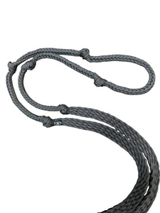 Charcoal grey Barrel Reins, Round with grip knots.