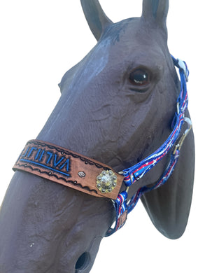 PERSONALIZED nylon mustang horse halter patriotic