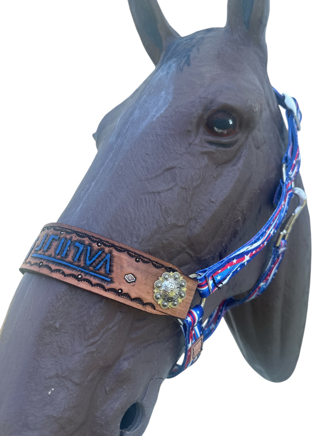 PERSONALIZED nylon mustang horse halter patriotic