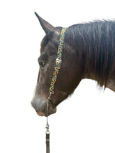 One Ear Headstall sunflower cow print with quick change clips horse size