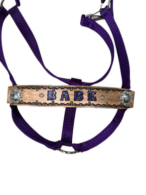 PERSONALIZED  nylon horse halter purple