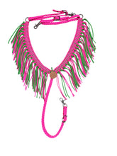 Pink and neon green fringe breast collar all sizes