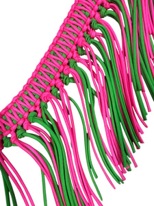 Pink and neon green fringe breast collar all sizes