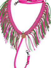 Pink and neon green fringe breast collar all sizes