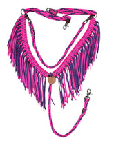 fringe breast collar hot pink and lilac purple.