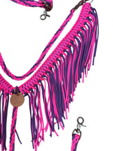 fringe breast collar hot pink and lilac purple.