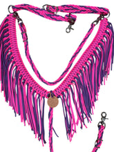fringe breast collar hot pink and lilac purple.