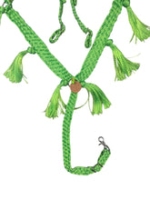Fringe Mule tape horse breast collar with leather tugs and matching one ear headstall