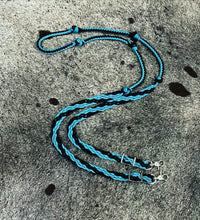 Turquoise/black Barrel Reins, Round with grip knots...You choose color and length