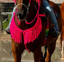 CUSTOM COLOR, horse tack set,  (fringe breast collar, wither strap, reins, and bridle)